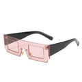 Lunettes de soleil carrées roses futuristes avec monture géométrique et branches noires - Monture Rose Clair Verres Rose Clair