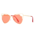 Cat eye flower sunglasses with gold metal frame and transparent orange-pink lenses - Ready Stock / Standard (incl. 13% Tax) Gold Frame Orange-Red Lenses