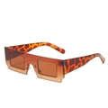 Lunettes de soleil carrées oversize avec verres ambrés et monture imprimé léopard - Monture Thé Dégradé Verres Thé