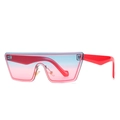 Occhiali da sole oversize alla moda con lenti sfumate blu-rosa e stanghette rosse - Montatura Rossa Lenti Sfumate Rosa