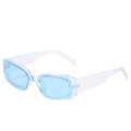 Retro rechthoekige zonnebril met transparant wit montuur en lichtblauwe glazen - Transparant Montuur Blauwe Glazen