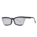 Modern black cat-eye sunglasses with unique geometric cut-out lenses and gray tint - Ready Stock / Black Frame Silver Mirror