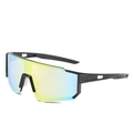 Cycling sunglasses with black matte frame and colorful yellow-blue gradient lenses - Black Frame Gold Yellow Lens