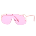 Occhiali da sole rosa oversize con montatura a onde scavata per donna - Montatura Rosa Lente Rosa Oceano