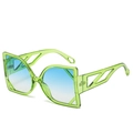 Occhiali da sole squadrati verde neon con lenti sfumate e aste dal design geometrico - Montatura Verde Lenti Blu Sfumato