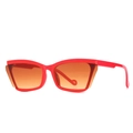 Retro cat-eye sunglasses featuring a glossy bright red frame and gradient orange lenses - Ready Stock / Regular (Inc. 13% VAT) Red Frame Two-tone Brown Lenses