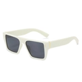 White flat top square sunglasses with dark lenses and gold rivets on the frame - Ready Stock / Standard Cream Frame with Grey Lenses