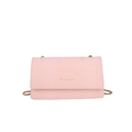 Roze crossbodytas met slangenleerpatroon en elegante gouden kettingband - Roze