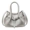 Chic silver pebbled leather handbag with metallic finish and adjustable crossbody strap - Silver