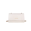 Chique beige schoudertas met slangenleer textuur en gouden ketting voor dames - Wit