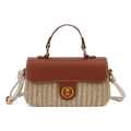 Mini borsa intrecciata in pelle marrone con chiusura dorata e tracolla in corda - Marrone