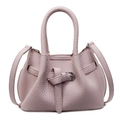 Pink lychee grain leather tote bag with decorative buckle and detachable strap - Pink