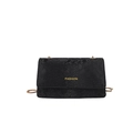 Zwarte crossbodytas met slangenpatroon goudkleurige ketting en Fashion-opdruk - Zwart