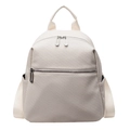 Zaino beige crema di grande capacità con trama a saia per la scuola e il tempo libero - Bianco Sporco