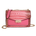 Borsa a tracolla sfumata rosa con trama a coccodrillo e catena in metallo dorato - Rosa