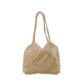 Minimalistische gewebte Hohltasche mit herausnehmbarem Kordelzug-Innentäschchen für Sommer - Gebrochenes Weiß