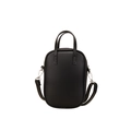 Minimalist black faux leather handbag and crossbody bag with detachable shoulder strap - Black