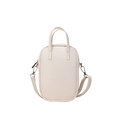Minimalist cream white PU leather crossbody bag with silver hardware and handle - White