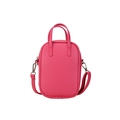 Minimalist bright pink women's mini crossbody bag with litchi grain faux leather - Rose Red
