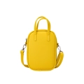 Minimalist bright yellow crossbody bag with adjustable strap and top handles for women - Yellow