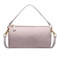 Lavender Boston pillow bag in lychee pattern leather with gold metal hardware - Pink