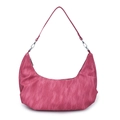 Deep pink faux leather hobo shoulder bag with pleated details and silver hardware - Rose Pink