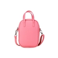 Minimalist cherry pink rectangular crossbody bag with top handle and adjustable strap - Pink
