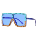 Deep blue rhinestone kids sunglasses with light blue and amber orange crystal frame - Ready Stock / Regular (incl. 13% VAT) Blue Top & Tea Bottom Rhinestones