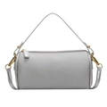 Light gray Boston pillow bag with lychee texture and detachable shoulder strap - Silver