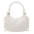 Minimalist beige woven hobo bag for women with stylish gold chain strap detail - White