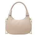 Chic beige woven crescent bag with gold chain strap and smooth leather handle - Khaki