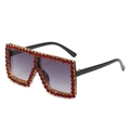 Kids rhinestone square sunglasses with red crystals, black frames and purple lenses - Ready Stock / Regular (incl. 13% VAT) Black Frame with Tea-Red Rhinestones