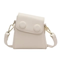 Mini bolso bandolera retro blanco roto para niños con hebillas redondas y ganchos dorados - Blanco