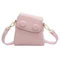 Mini bolso bandolera rosa retro para niños con hebillas circulares y herrajes dorados - Rosa