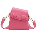Mini bolso bandolera rosa brillante estilo retro con hebillas redondas y cadena dorada - Rosa Rojo