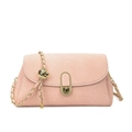 Pink snakeskin pattern crossbody bag with gold chain strap and metal ball detail - Pink