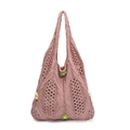Handgefertigte strickhandtasche in altrosa mit bunten gehäkelten blumendetails - Rosa