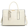 Sac fourre-tout rétro crème avec gaufrage crocodile et accents métalliques dorés chic - Blanc Cassé