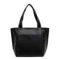 Borsa tote minimalista in pelle nera con manici larghi per il pendolarismo quotidiano sobrio - Nero