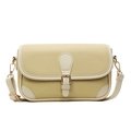 Chic cream yellow lychee leather shoulder bag with adjustable strap and flap buckle - Yellow