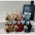 Ensemble de sacs seau minimalistes en couleurs variées avec charm ours et fermoir métal - Avec Pendentif / Noir