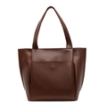 Borsa tote marrone minimalista con spazio ampio e dettaglio tasca frontale in pelle pregiata - Marrone