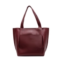 Grande borsa tote bordeaux con trama litchi e design con tasca frontale - Borgogna