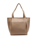 Minimalist beige tote bag featuring a premium lychee grain texture and dual handles - Khaki