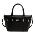 Borsa tote nera minimalista con chiusura a scatto argento e tracolla staccabile - Nero