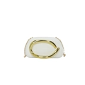 Minimalist white crossbody bag with oversized gold metal ring and chain strap - White