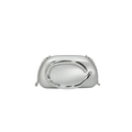 Minimalist silver crossbody bag with C-shaped metallic handle and fine chain strap - Silver