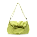 Lime green canvas crossbody bag with drawstring closure and adjustable shoulder strap - Green