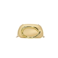Chic champagne gold hardshell crossbody bag with round metal handle and chain strap - Gold