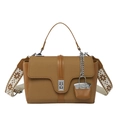 Sac bandoulière marron en patchwork avec large sangle ethnique et fermoir rotatif - Marron